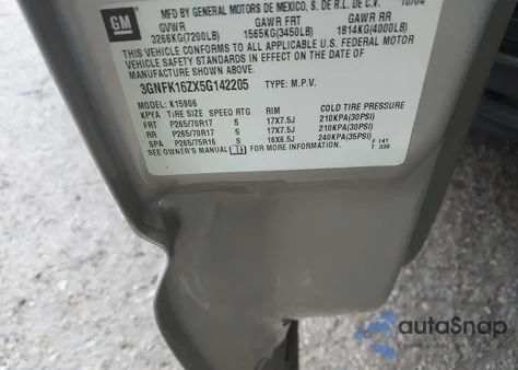 2005 Chevrolet Suburban 1500 Z71 from USA, damaged, VIN 3GNFK16ZX5G142205